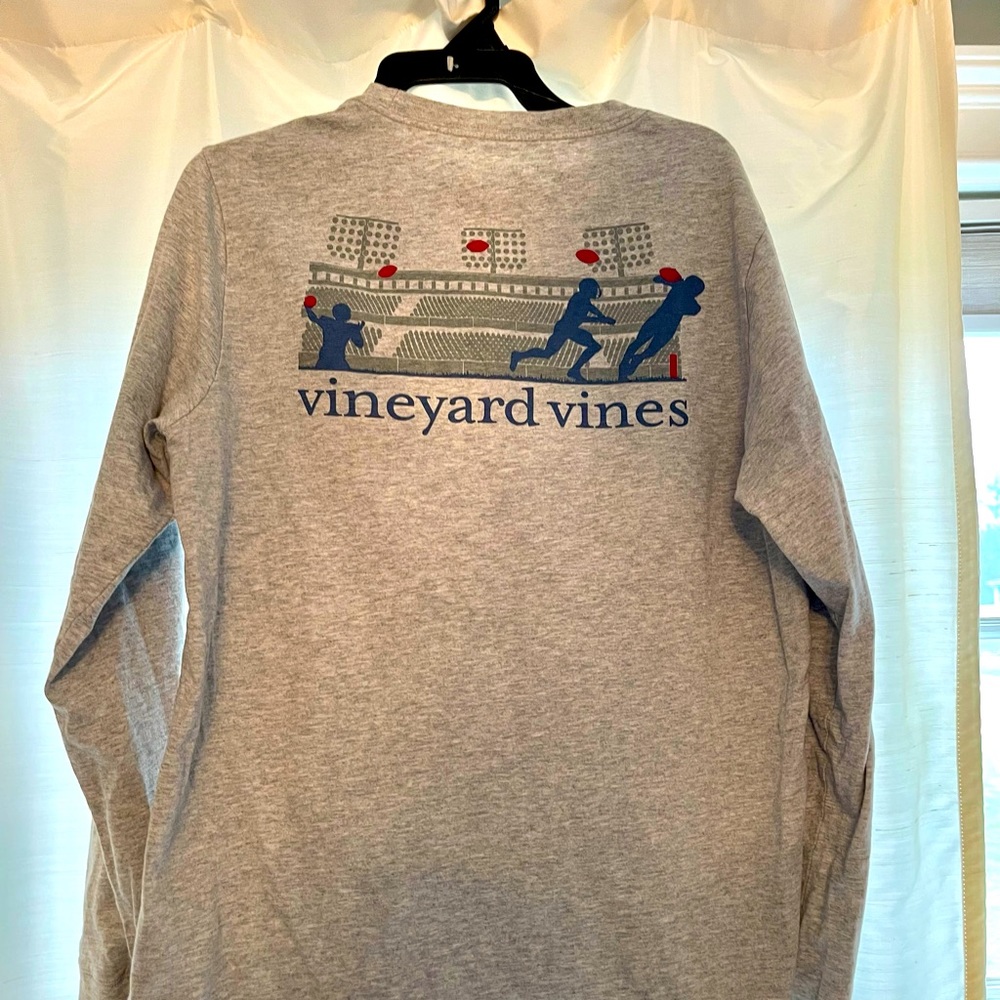 Boys Vineyard Vines- gray long sleeve- size Large (12) football themed